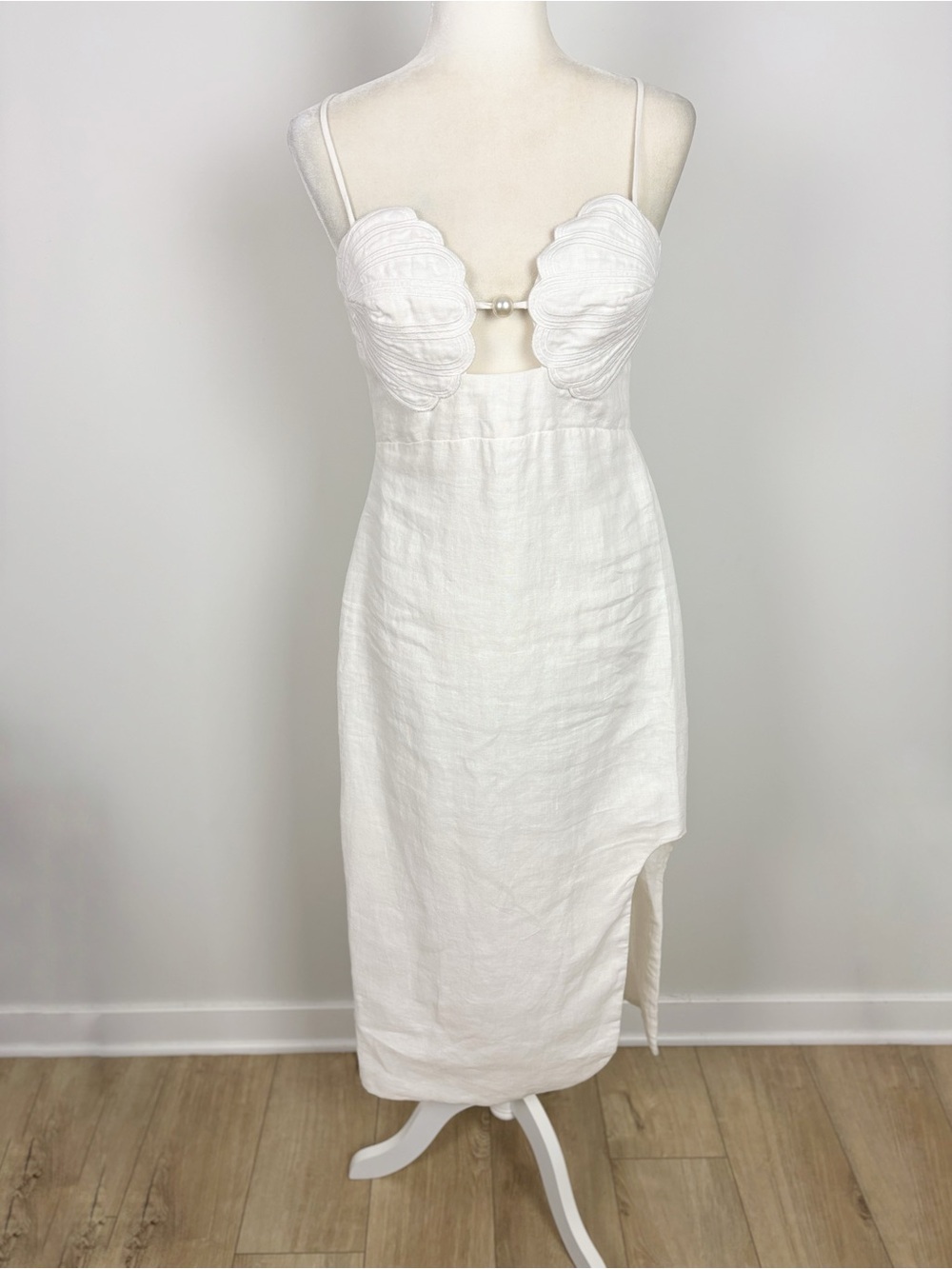 Farm Rio Linen Seashell Sleeveless Midi Dress in White Size M - Picture 4 of 15